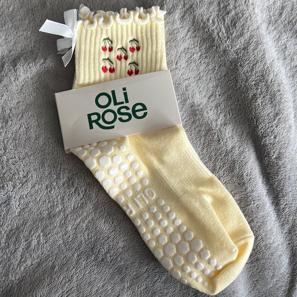 Oli Rose Pilates Socks - Cherry Baby